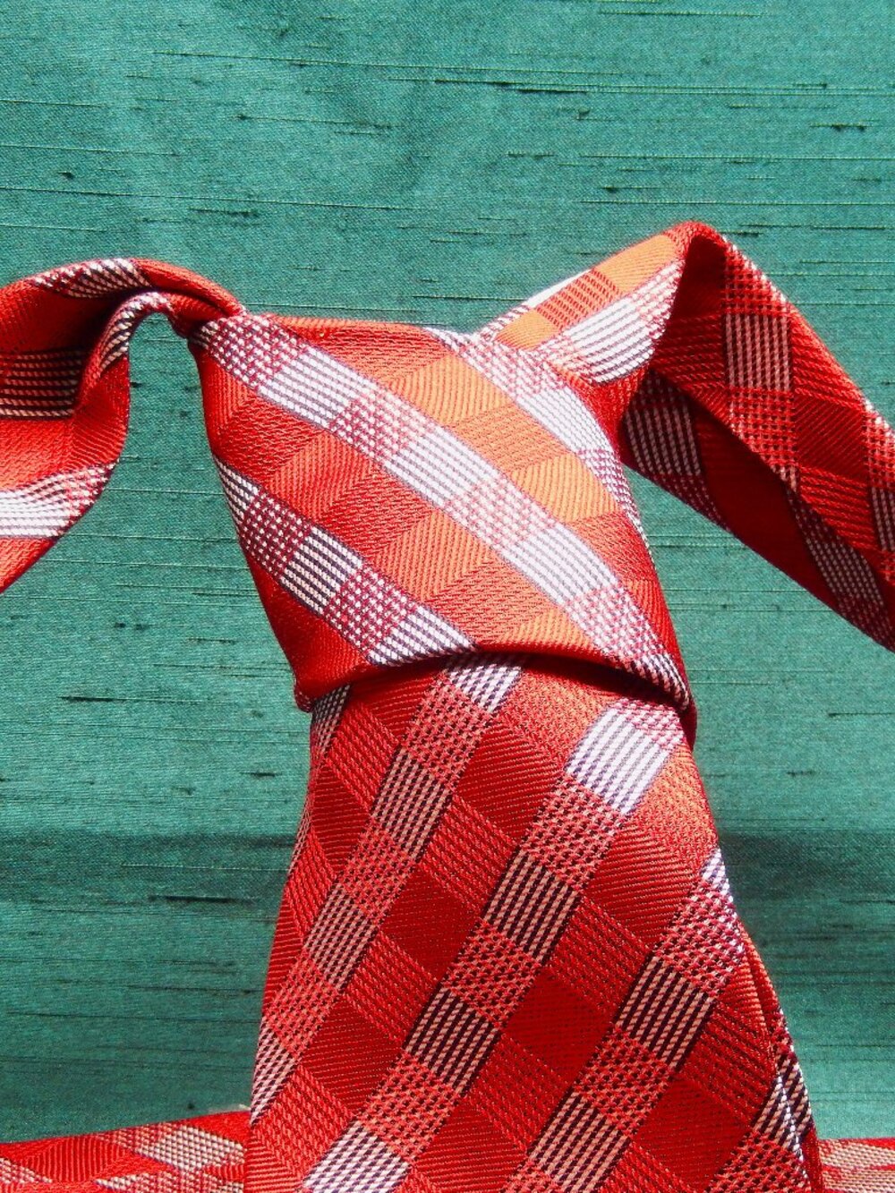 Bellissimo Silk Red and White Checked Neck Tie